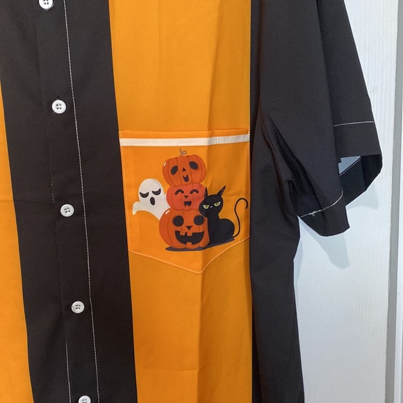 Halloween Button Down Black and Orange - Picture 3 of 5